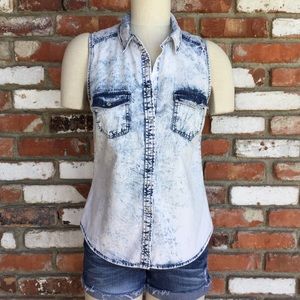 FOREVER 21 Sleeveless 100% Cotton Chambray Top!